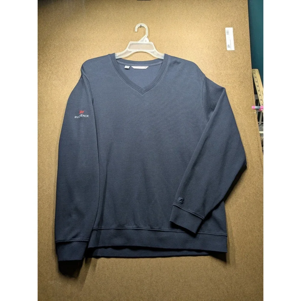 Cutter & Buck Mens V-Neck Sweatshirt Large Navy Blue Phoenix Logo Pullover